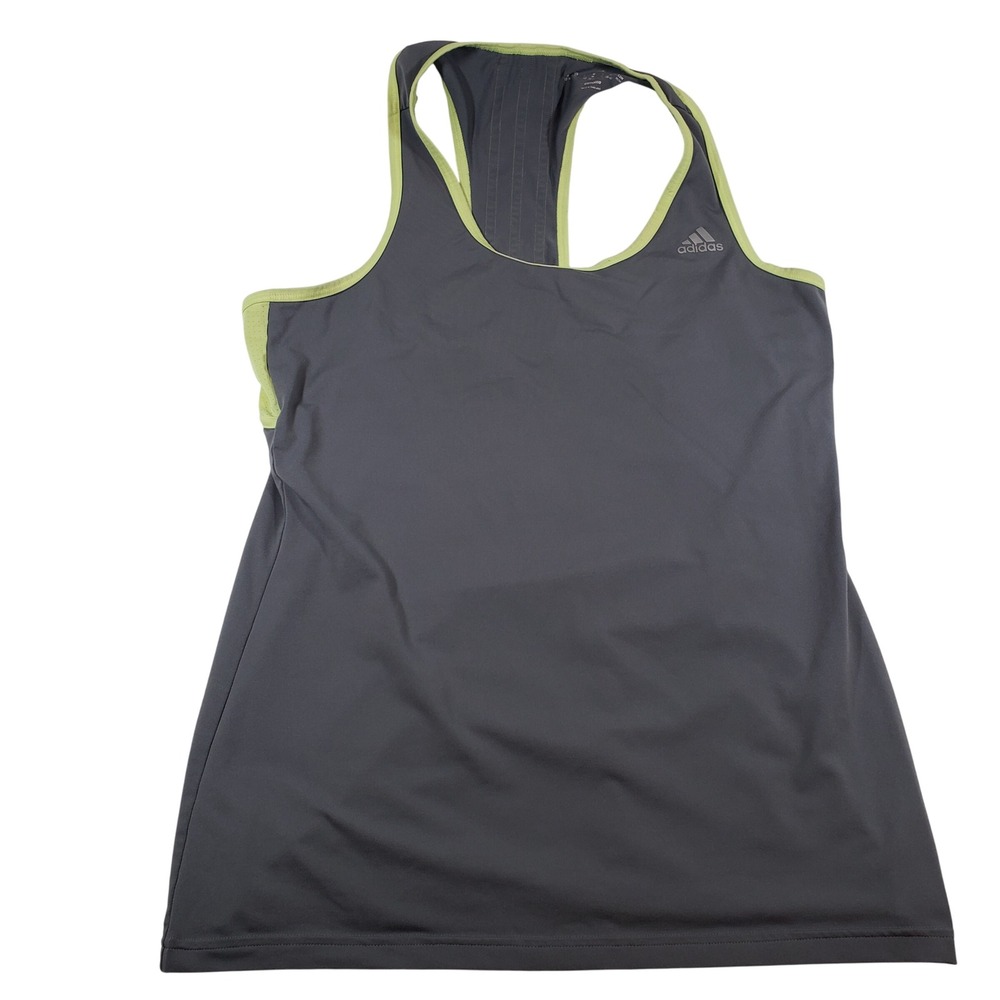 Adidas Climalite Tank Top Racerback Athletic‎ Gray Lime Green Medium M